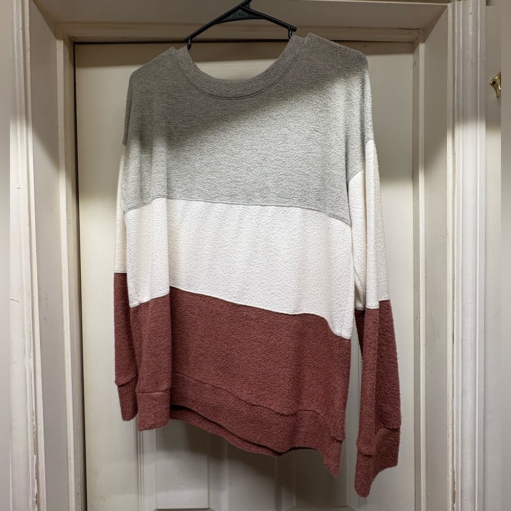 Nine Britton Women's Colorblock Sweater - Gray, White, and Brown